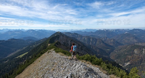 Hiker crossing the Blauberge mountains