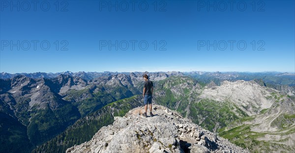 Hiker looks into the distance