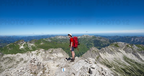 Hiker looks into the distance