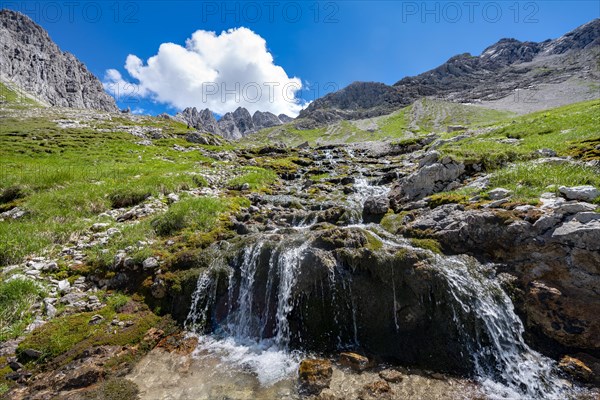 Bergbach next to hiking trail to Hochvogel