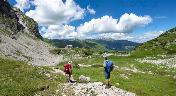 Two hikers on hiking trail