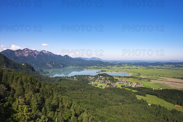 View of Lake Kochel and Kochel am See from Zwiesel Schrofen