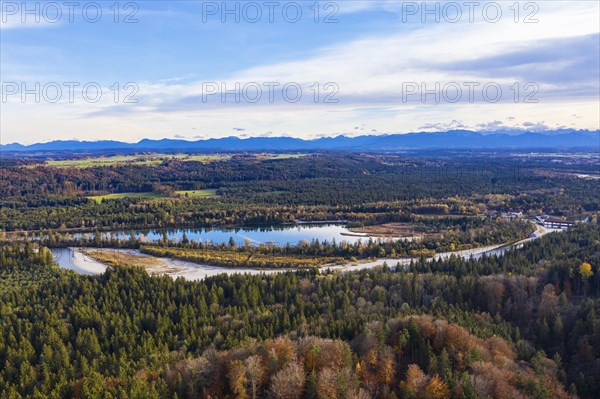 Ickinger reservoir with alpine chain