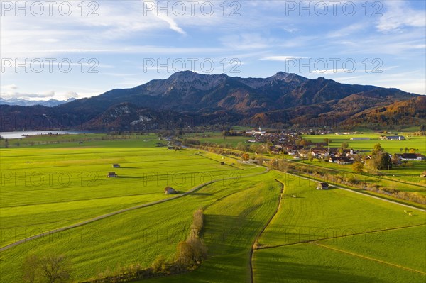 View to mountains Herzogstand and Heimgarten