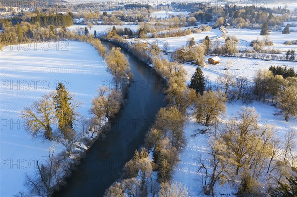 Loisach in winter at morning light