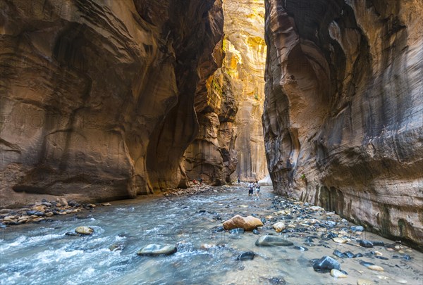 Hikers in river