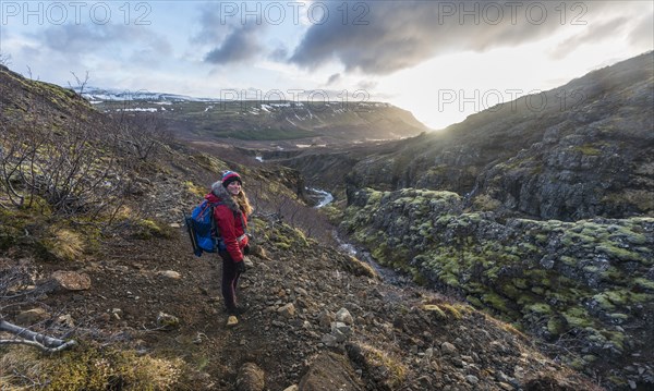 Young woman on hiking trail