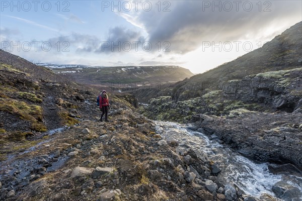 Young woman on hiking trail