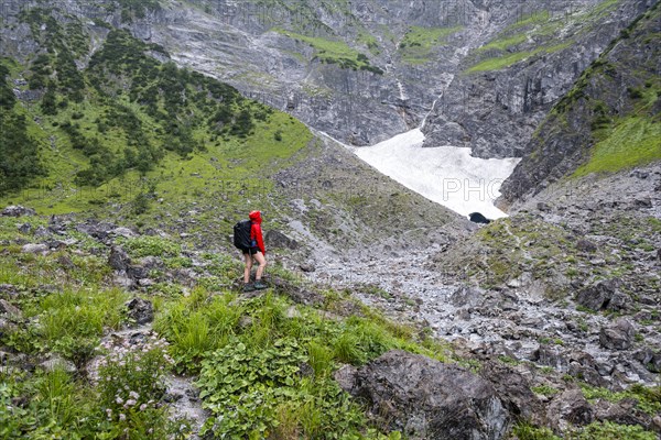 Female hiker in front of the ice chapel