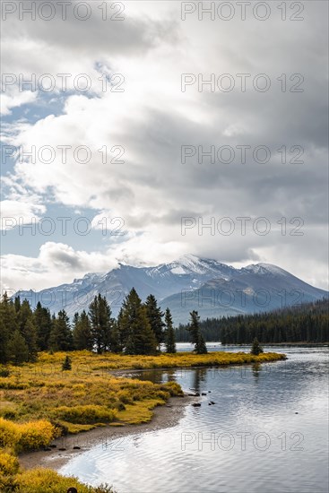 Lake shore of Maligne Lake