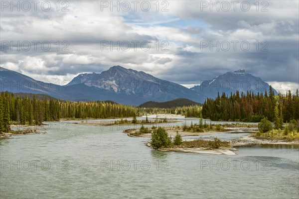 View on wide valley with river