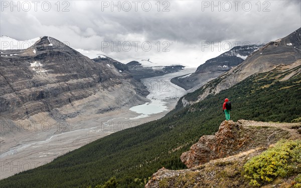 Hiker standing on a rock