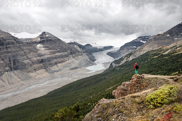 Hiker standing on a rock