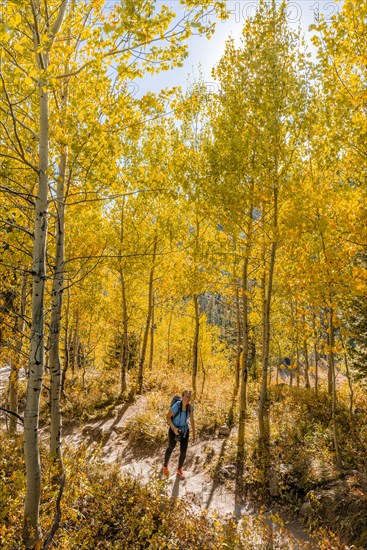 Young woman on hiking trail