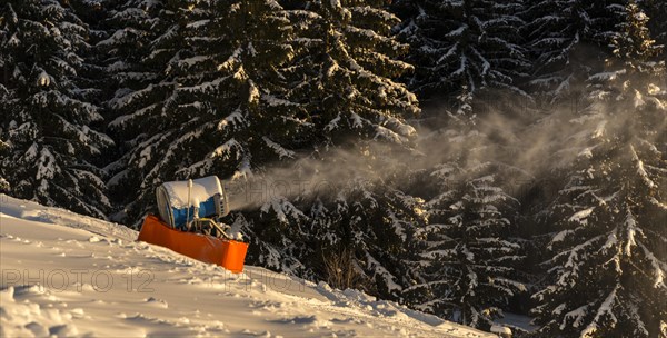 Snow cannon in winter