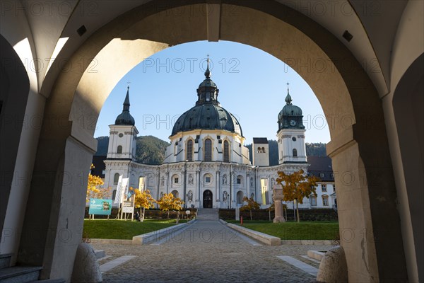 Archway to the inner courtyard with Ettal Monastery