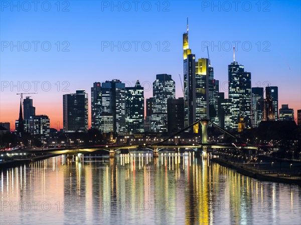 Flosserbrucke with skyline at sunset