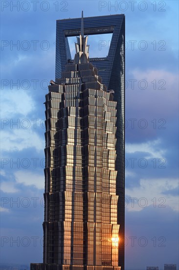 View from the Ritz-Carlton Hotel to the World Financial Center and the Jin Mao-Building in the district of Pudong