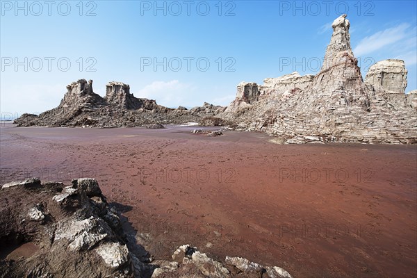 Bizarre rocky landscape on the edge of Lake Karum