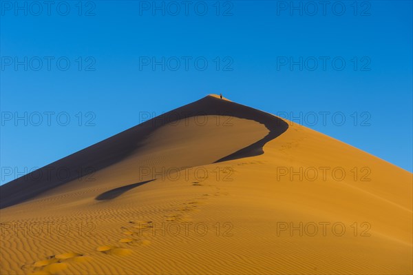 Woman walking up the giant sanddune Dune 45