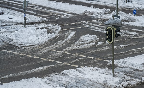 Crossroads with snow