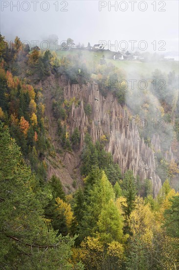 Earth pyramids in Lengmoos am Ritten in autumn