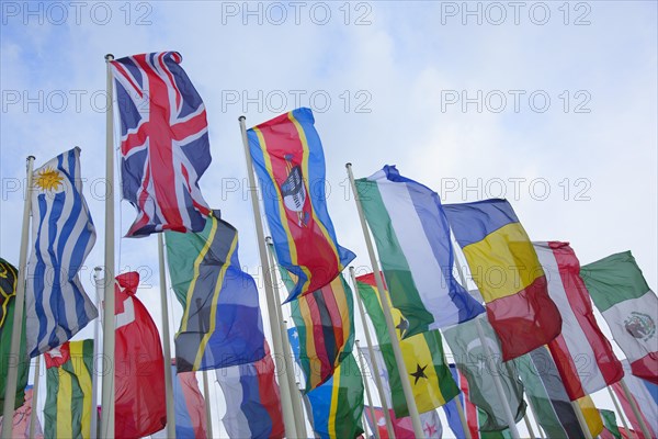 Flagpoles with international flags