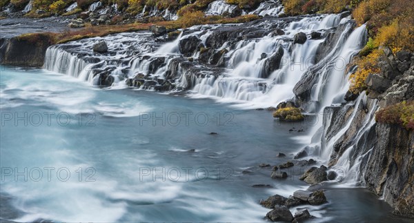 Hraunfossar waterfall in autumn