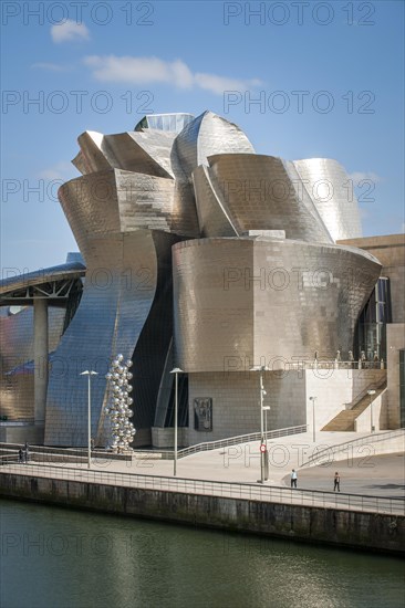 Guggenheim Museum Bilbao on the bank of the Nervion River