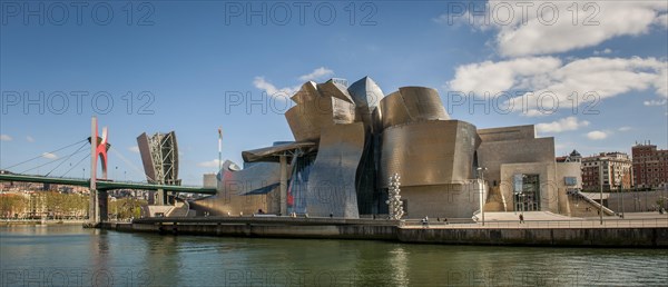 Guggenheim Museum Bilbao on the bank of the Nervion River