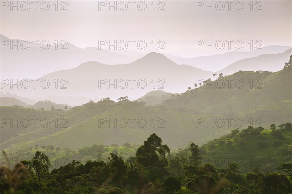 Landscape with clouds and sky in the evening haze