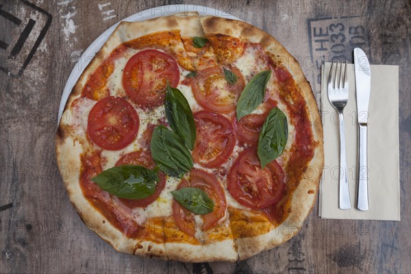 Pizza Margherita on plate