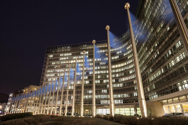 Europe flags in front of the Berlaymont building