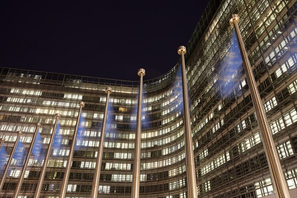 Europe flags in front of the Berlaymont building