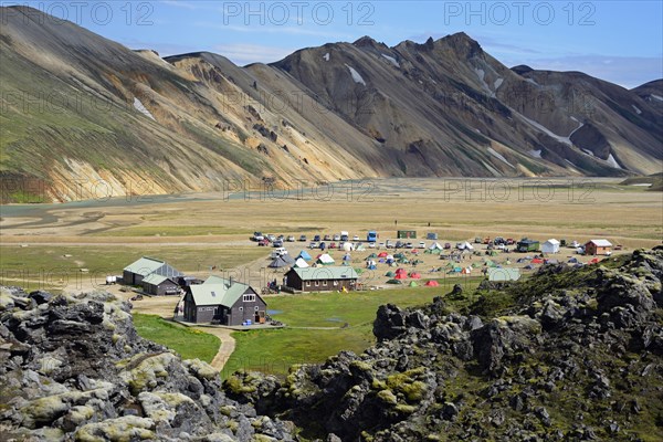 Camp site and Laugahraun lava field