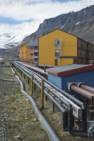 Pipes running through Longyearbyen