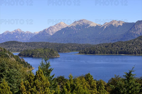 Lago Perito Moreno with mountain range of the Andes