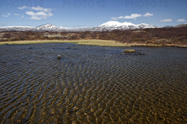 Landscape and Pingvallavatn lake at Thingvellir