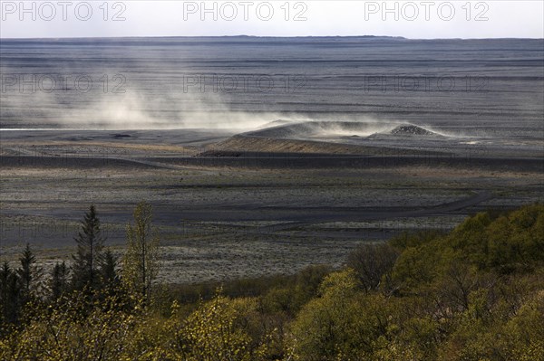 View from Skaftafell to lava sand plain Skeidararsandur at Skaftfell