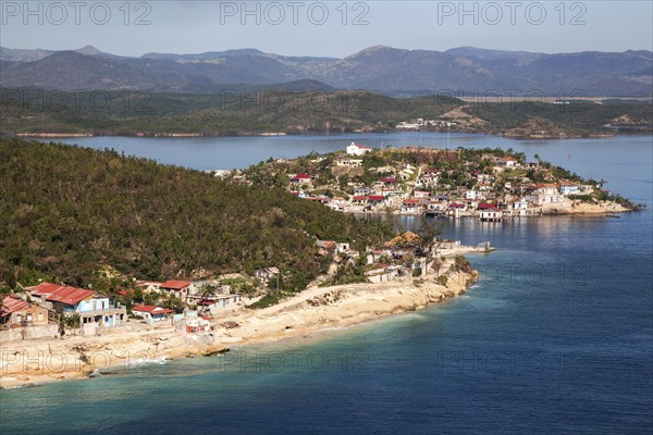 View of the island of Cayo Granma in the Bahia de Santiago de Cuba bay