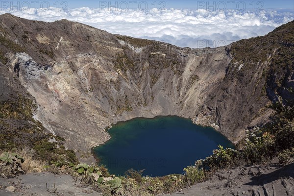 Main crater Irazu Volcano with blue crater lake