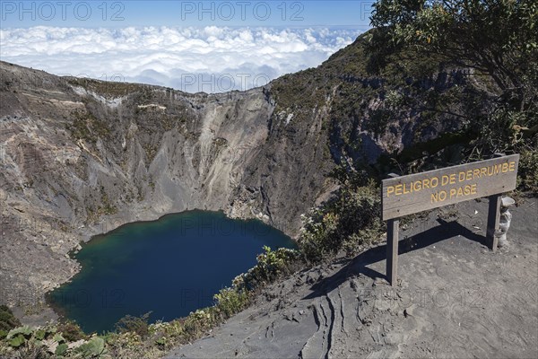 Main crater Irazu Volcano with blue crater lake