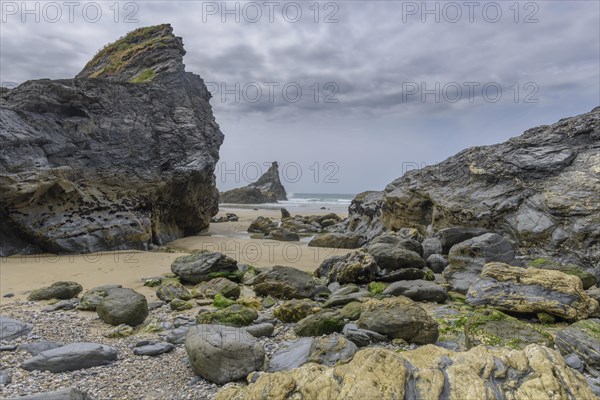 Rocky coast of the Bedruthan Steps