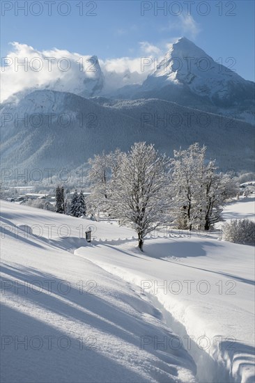 Winter landscape with view of the Watzmann