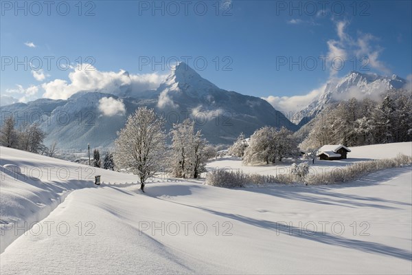 Winter landscape with view of the Watzmann