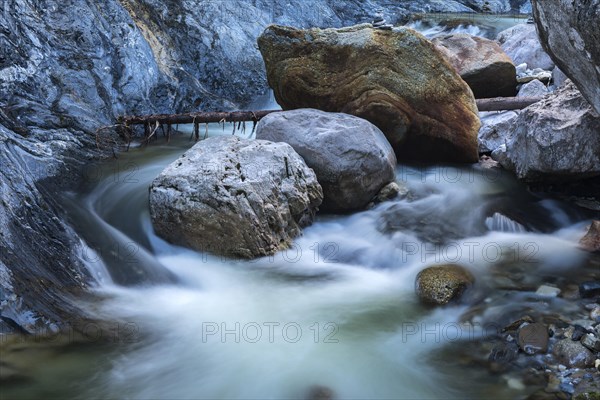 Water flowing around rocks