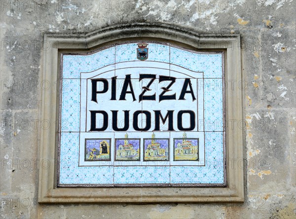 Plaque on a wall in Sassi di Matera