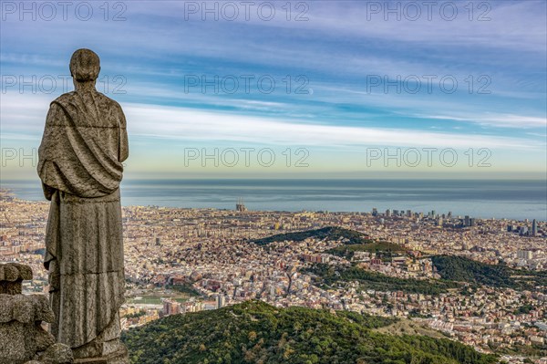 View over the statues of Sagrat Cor Church