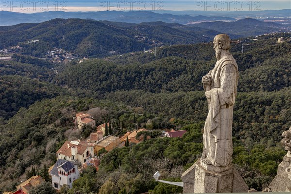 View over the statues of Sagrat Cor Church