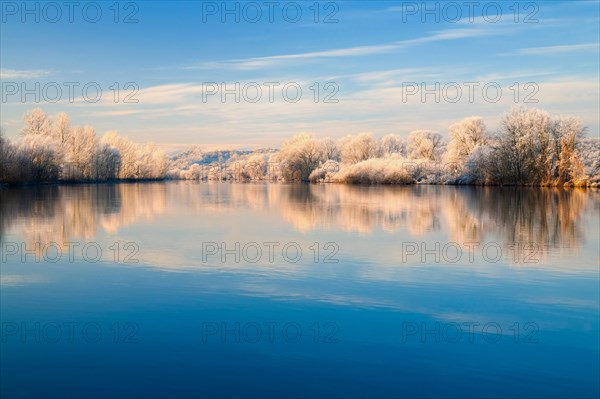 River landscape in winter at the river Saale